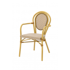 Sedia RICCARDO ARM in tecno rattan marrone e beige