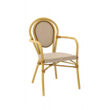 Sedia RICCARDO ARM in tecno rattan marrone e beige