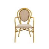 Sedia RICCARDO ARM in tecno rattan marrone e beige