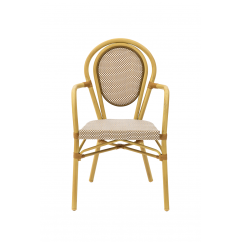 Sedia RICCARDO ARM in tecno rattan marrone e beige