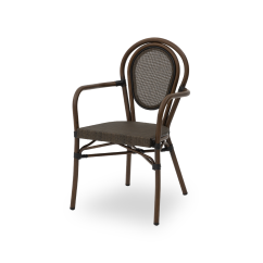 Sedia RICCARDO ARM in tecno rattan marroni