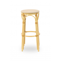 Sgabello da bar FRANCESCO in tecno rattan marrone e beige