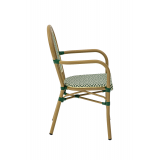 Sedia RICCARDO ARM in tecno rattan verde e bianco