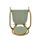 Sedia RICCARDO ARM in tecno rattan verde e bianco