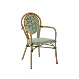 Sedia RICCARDO ARM in tecno rattan verde e bianco