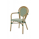 Sedia RICCARDO ARM in tecno rattan verde e bianco