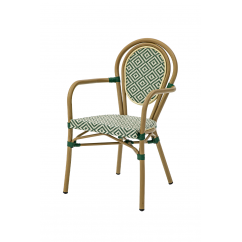 Sedia RICCARDO ARM in tecno rattan verde e bianco