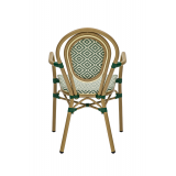 Sedia RICCARDO ARM in tecno rattan verde e bianco