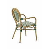 Sedia RICCARDO ARM in tecno rattan verde e bianco