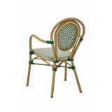 Sedia RICCARDO ARM in tecno rattan verde e bianco