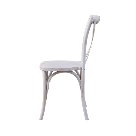 Sedia da matrimonio Cross-Back bianca effetto anticato