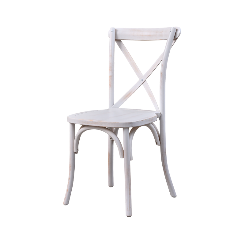 Sedia da matrimonio Cross-Back bianca effetto anticato
