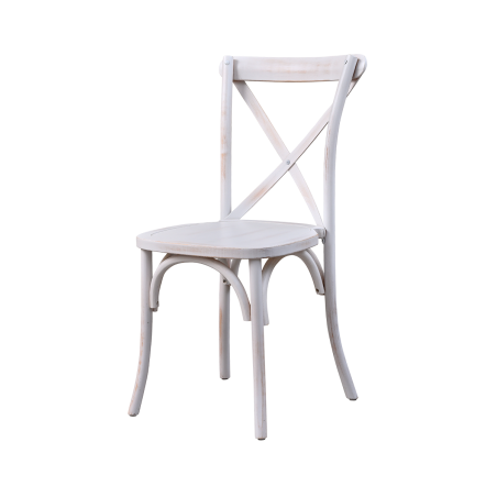 Sedia da matrimonio Cross-Back bianca effetto anticato