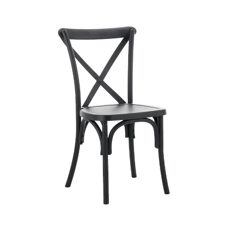 La sedia da matrimonio in polipropilene CROSS-BACK POLYWOOD neri