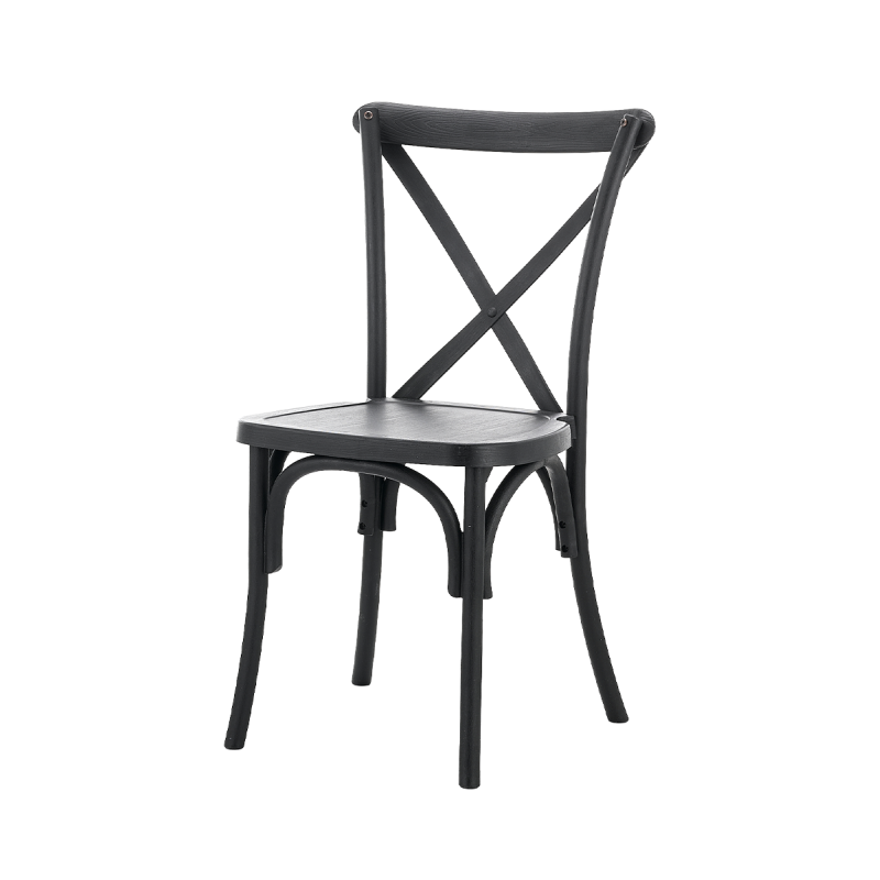 La sedia da matrimonio in polipropilene CROSS-BACK POLYWOOD neri