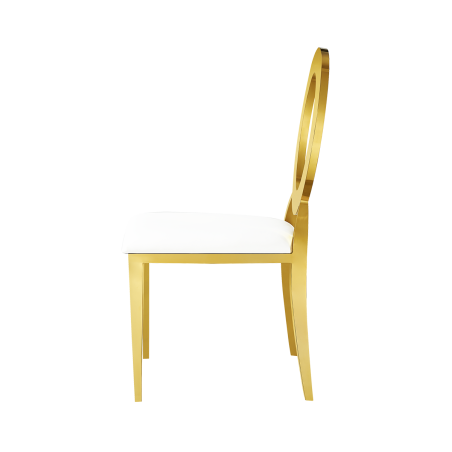 La sedia da matrimonio in metallo Glamour Tap oro–bianco