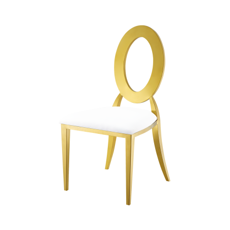 La sedia da matrimonio in metallo Glamour Tap oro–bianco