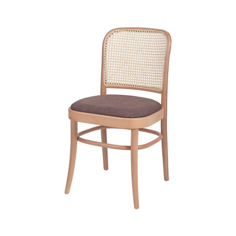 Sedia da ristorante in legno LOOMI 811 rattan seduta marrone