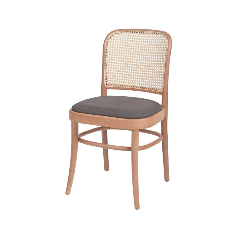 Sedia da ristorante in legno LOOMI 811 rattan seduta grigia