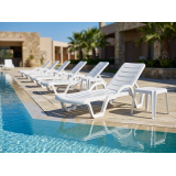 Lettino da piscina in plastica COSTA ARM bianco