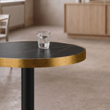 Tavolo per bar OMEGA R fi 68 grigio pietra con bordo dorato