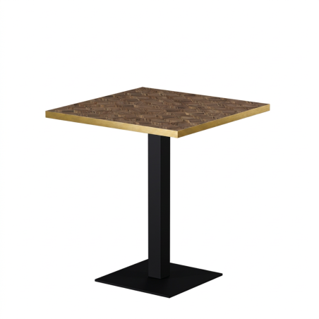 Tavolo per bar ALFA S 68x68 noce con bordo dorato