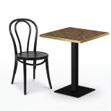 Tavolo per bar ALFA S 68x68 noce con bordo dorato