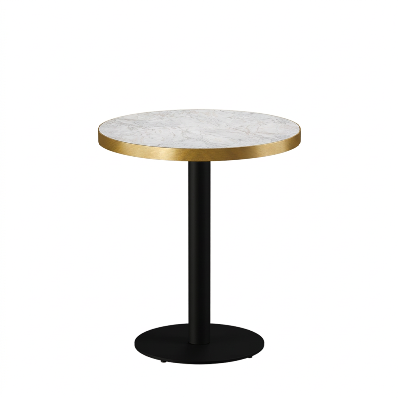 Tavolo per bar ALFA R fi 68 marmo crema con bordo dorato