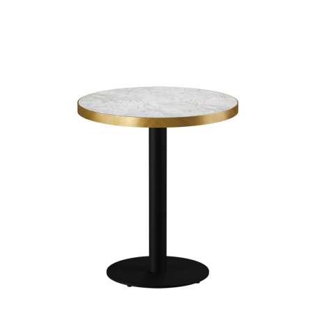 Tavolo per bar ALFA R fi 68 marmo crema con bordo dorato