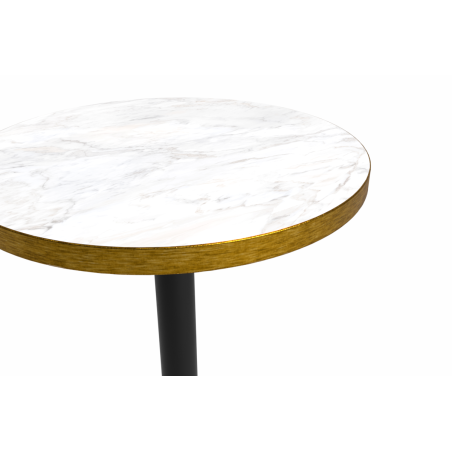 Tavolo per bar ALFA R fi 68 marmo crema con bordo dorato