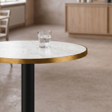 Tavolo per bar ALFA R fi 68 marmo crema con bordo dorato