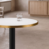 Tavolo per bar ALFA R fi 68 bianco con bordo dorato