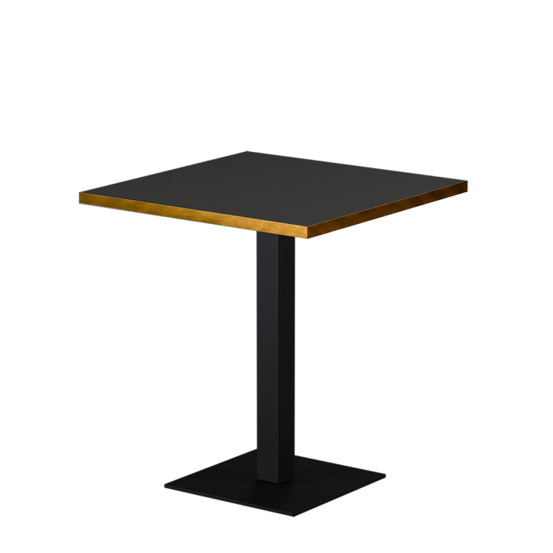 Tavolo per bar ALFA S 68x68 antracite con bordo dorato
