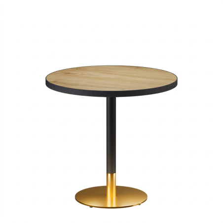 Tavolo per bar OMEGA R fi 68 rovere antico con bordo nero opaco
