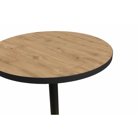 Tavolo per bar OMEGA R fi 68 rovere antico con bordo nero opaco