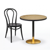 Tavolo per bar OMEGA R fi 68 rovere antico con bordo nero opaco