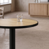 Tavolo per bar OMEGA R fi 68 rovere antico con bordo nero opaco