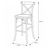 Sedia da bar CROSS-BACK WOOD BAR rustico scuro