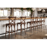 Sedia da bar CROSS-BACK WOOD BAR rustico scuro